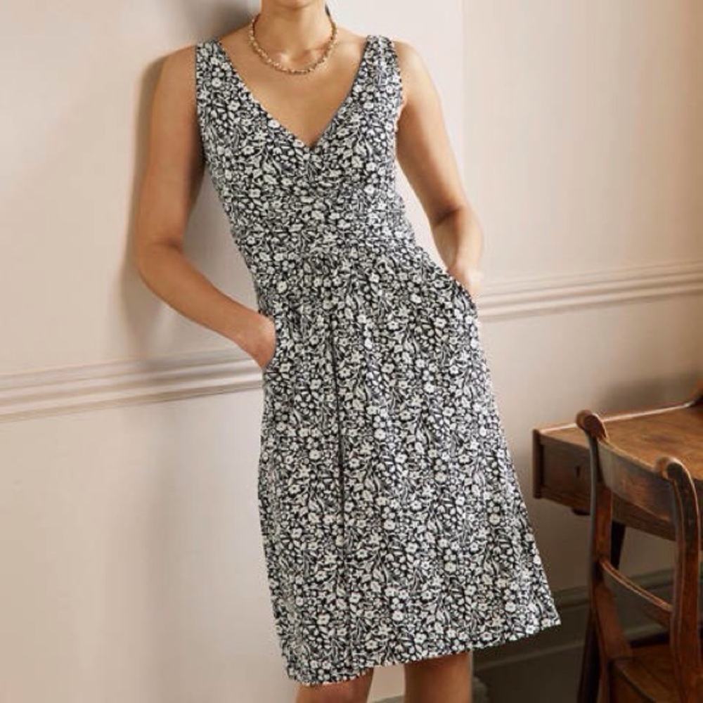 Boden Black and White Floral Dress